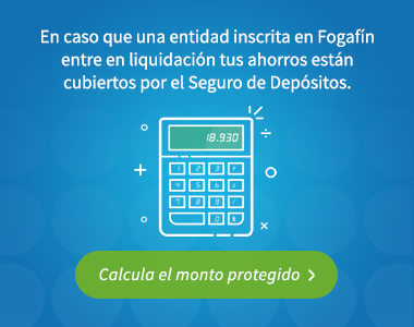 Información con imagen de calculadora y botón para revisar el monto protegido por el seguro de depósitos