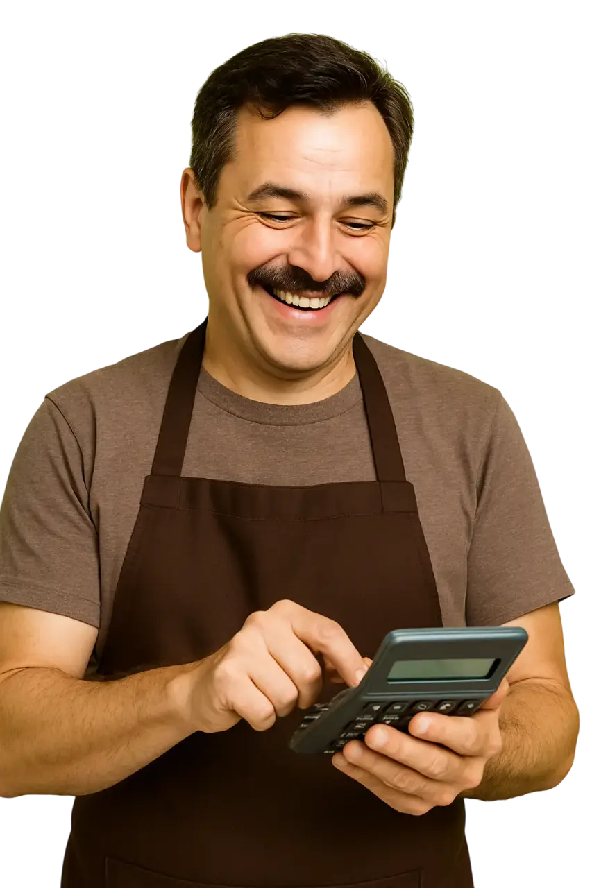 Hombre con una calculadora