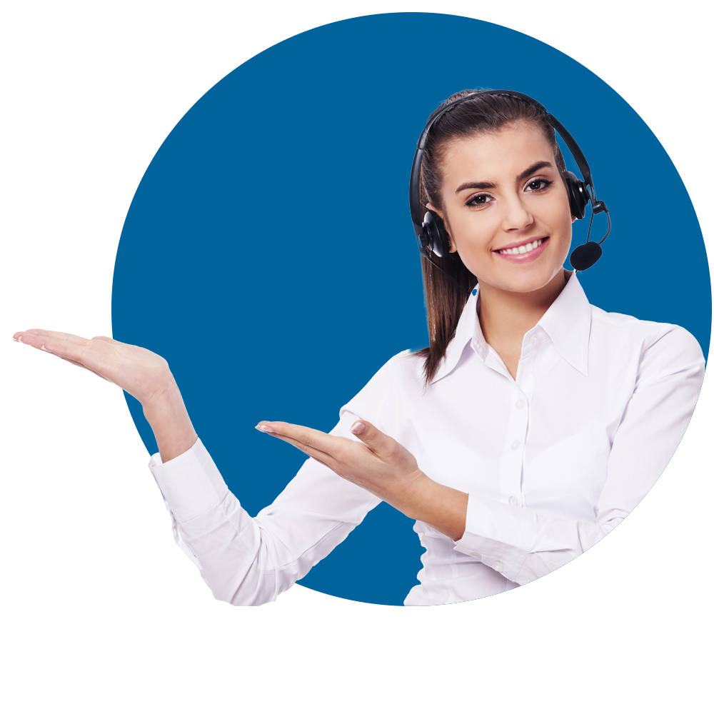 mujer con diadema de atención telefónica.