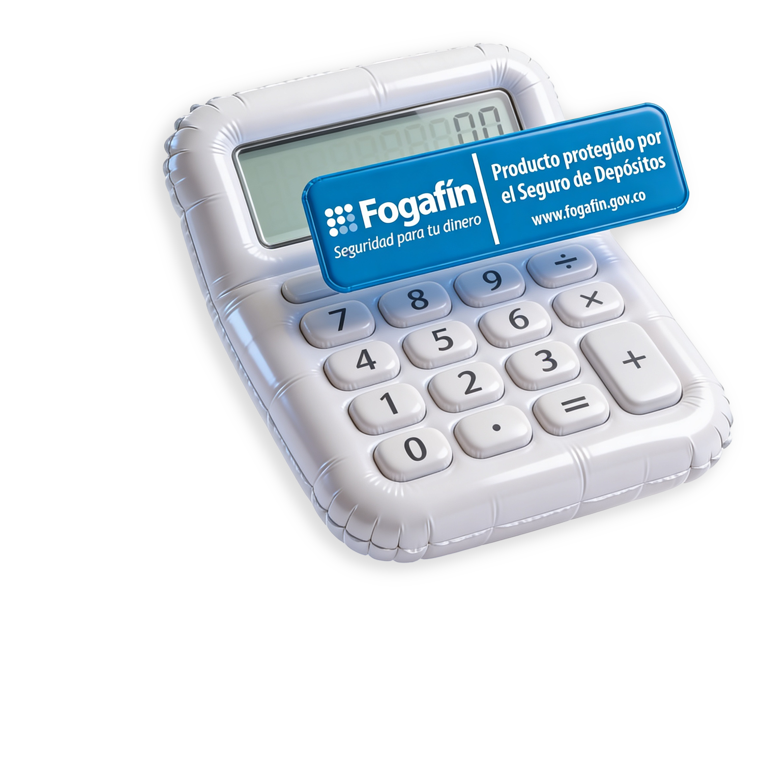 diseño 3d de calculadora con el sello del Seguro de Depósitos