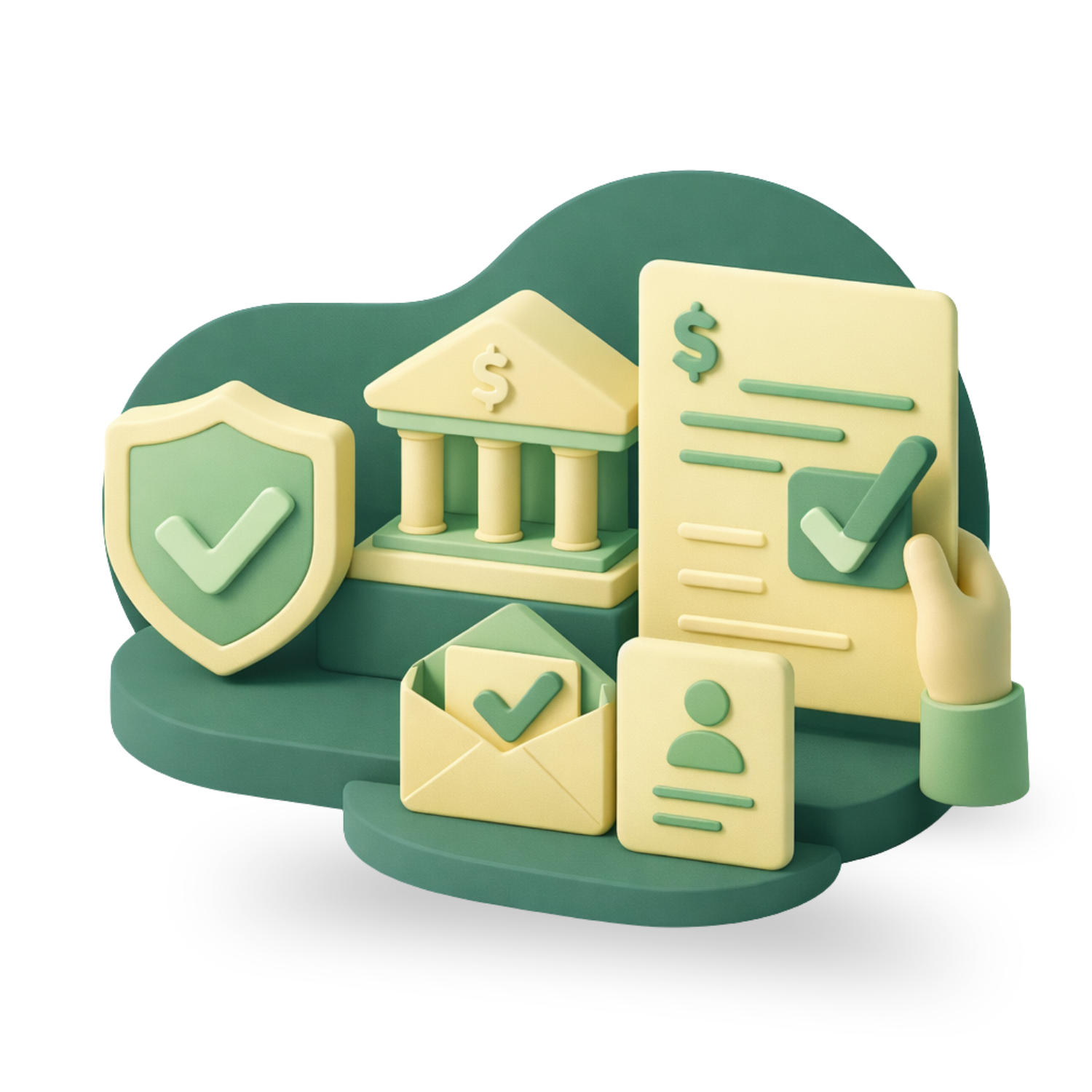 mancha color verde, elementos 3d relacionados con entidades inscritas.