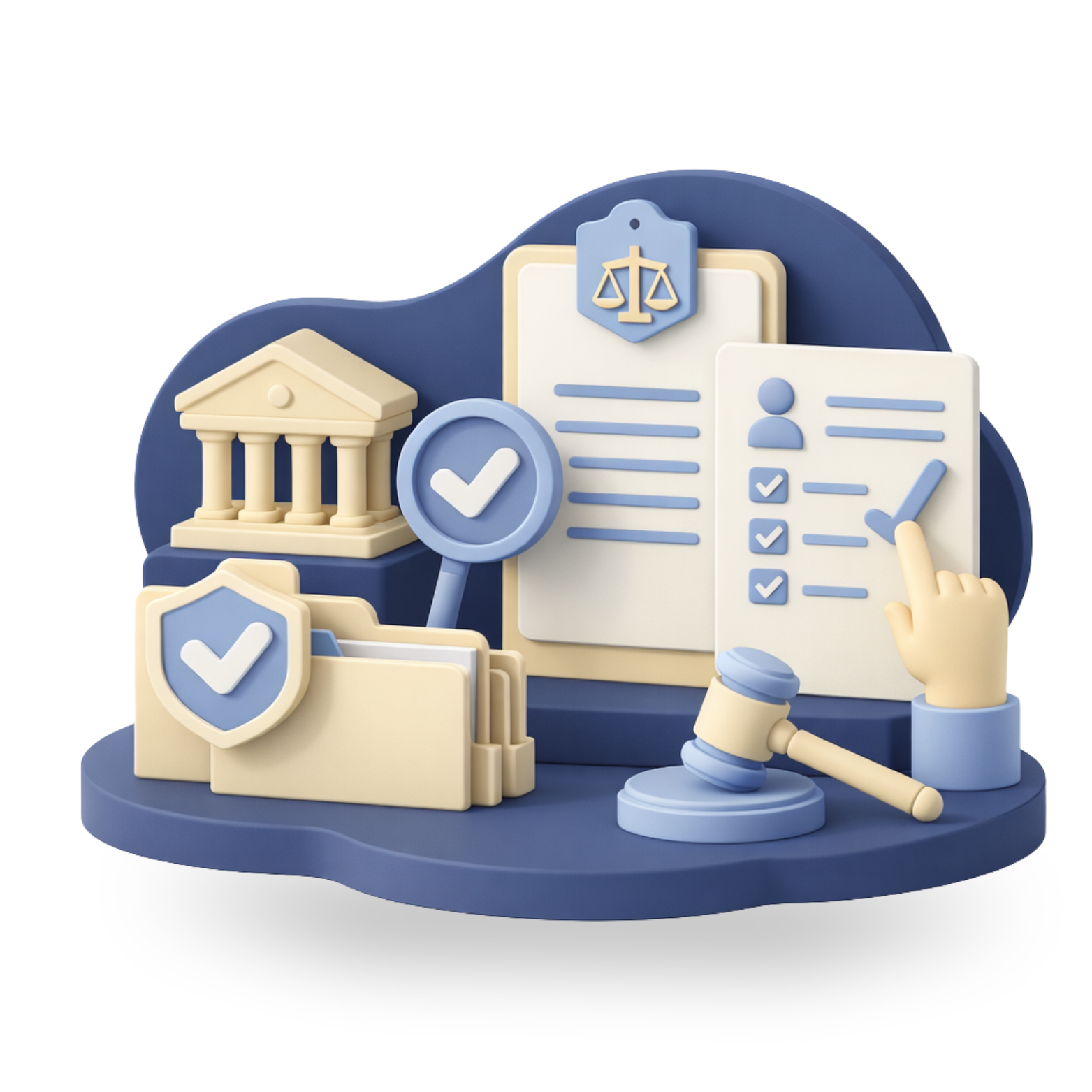 mancha azul oscuro, elementos 3d de defensa judicial
