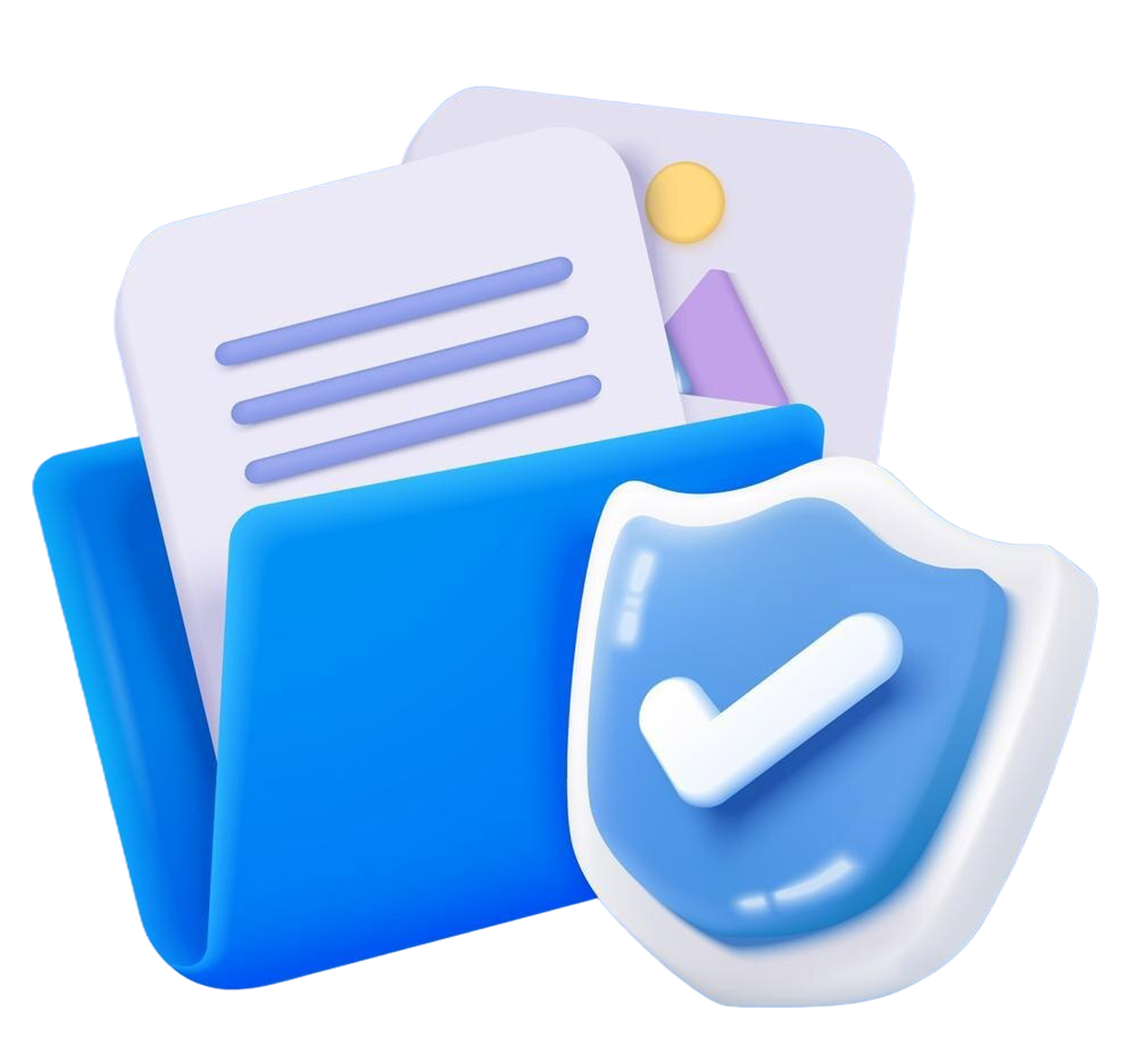 diseño de carpeta, documentos y escudo en 3d