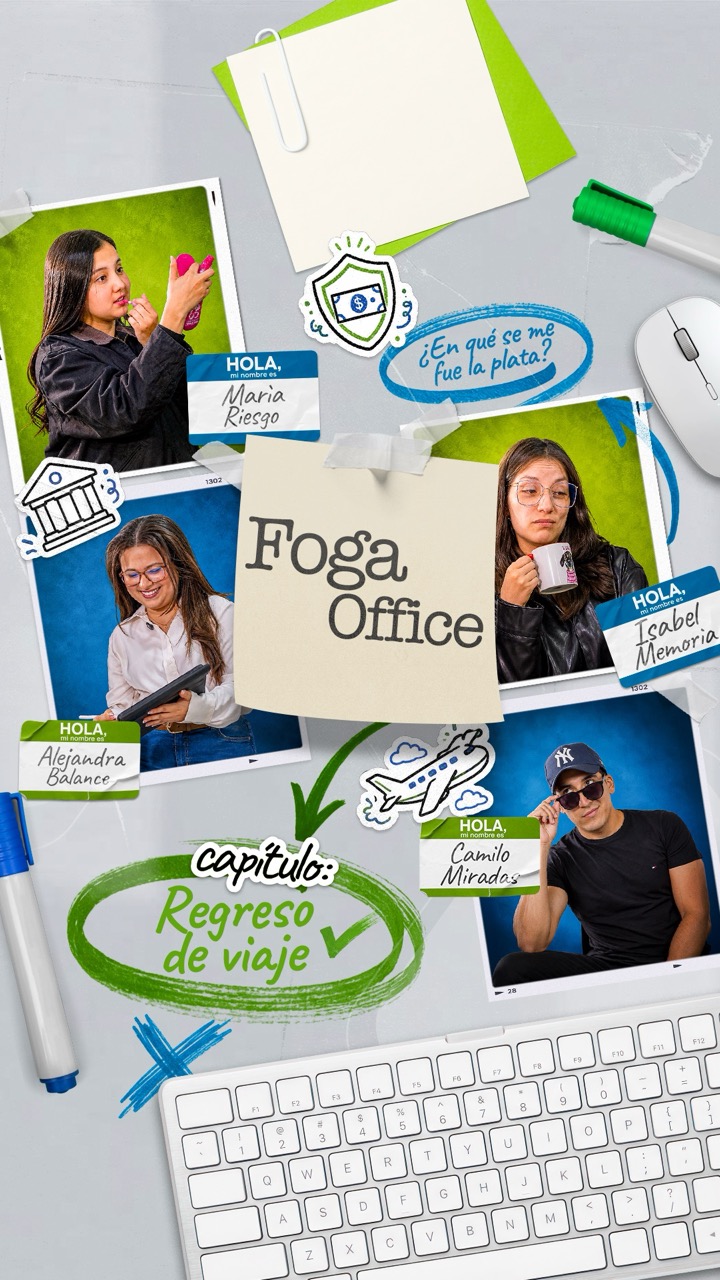 4 personas, iconos de viaje e iconos de oficina