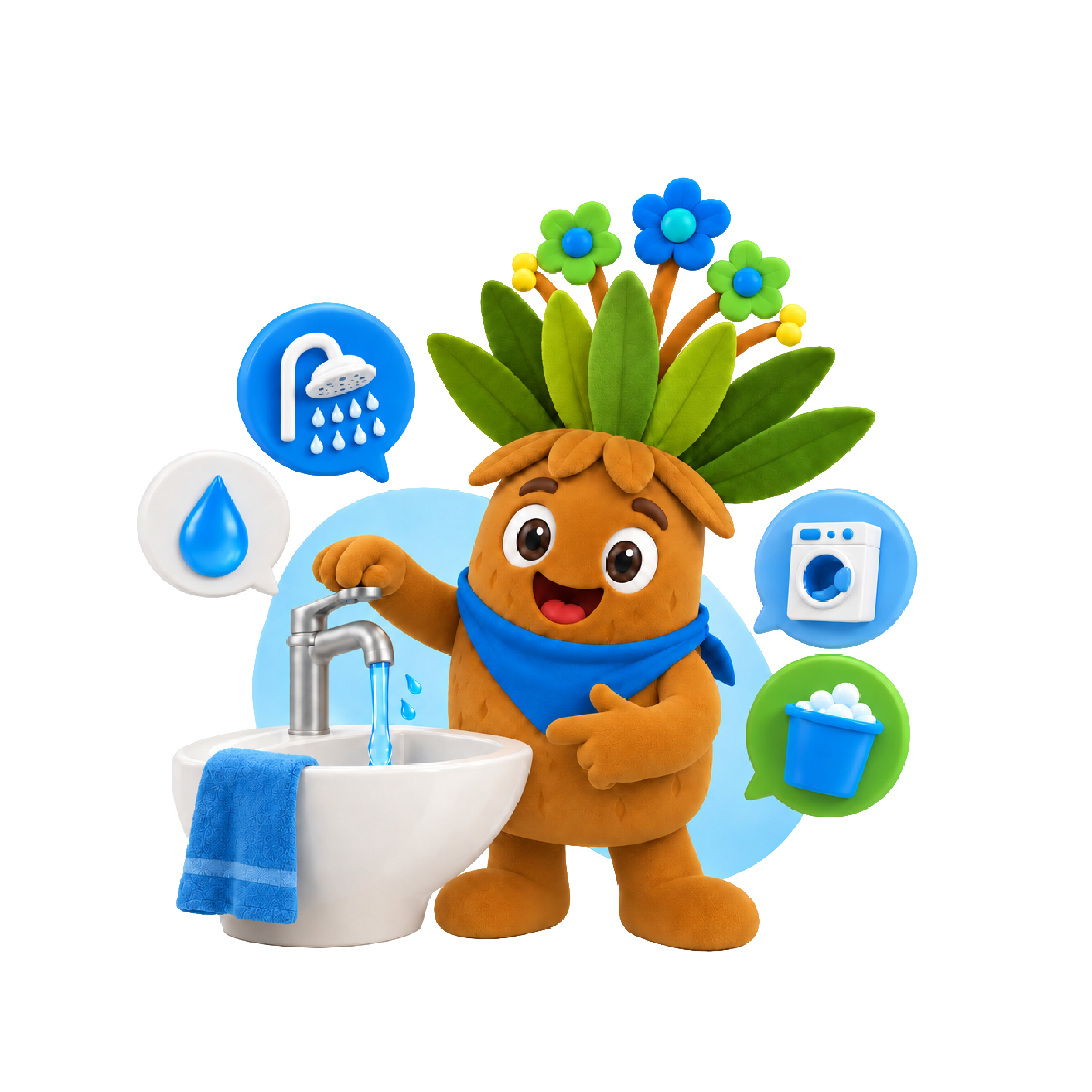 Frailejón con iconos de ahorro de agua