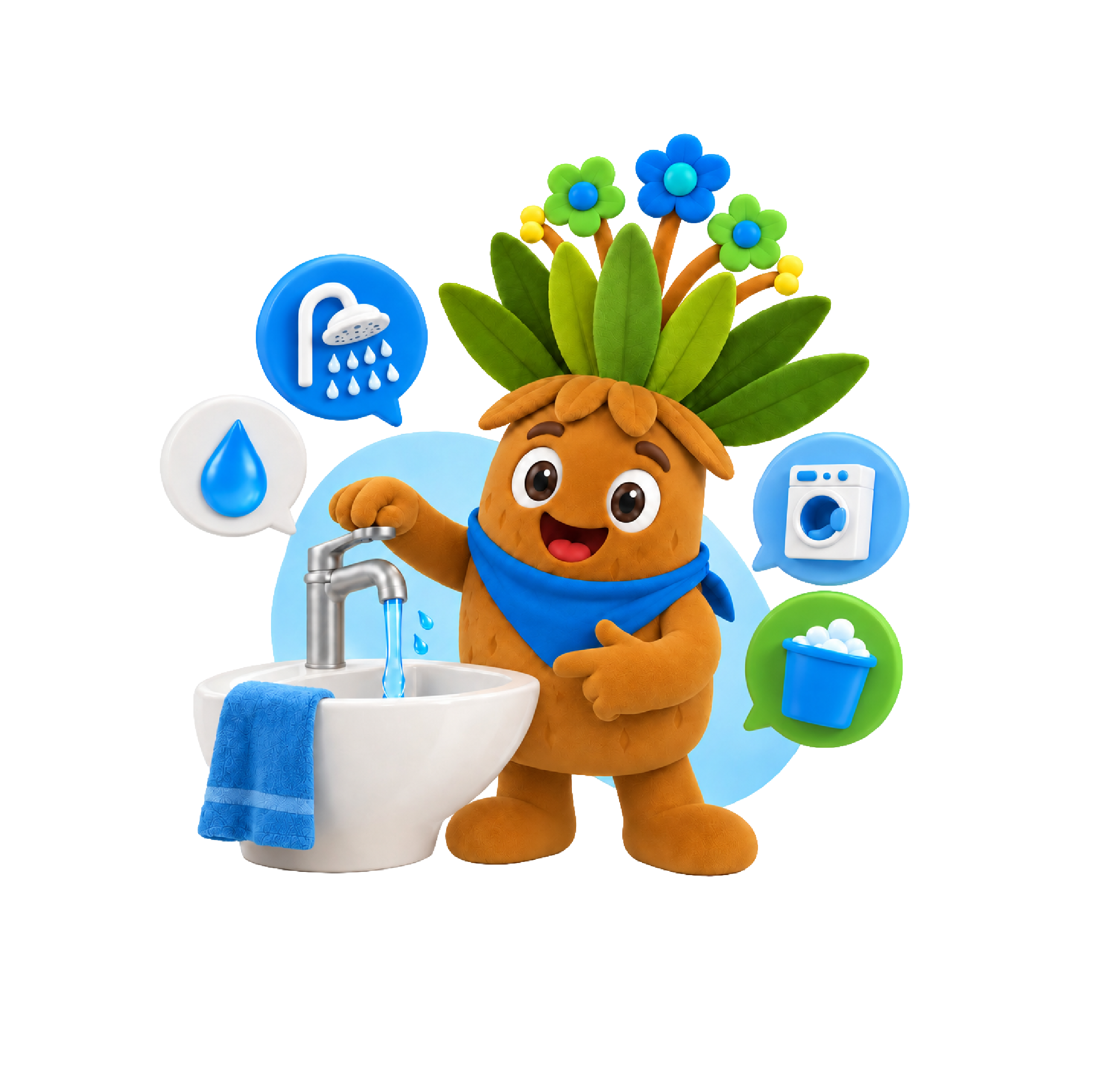 Frailejón con iconos de ahorro de agua