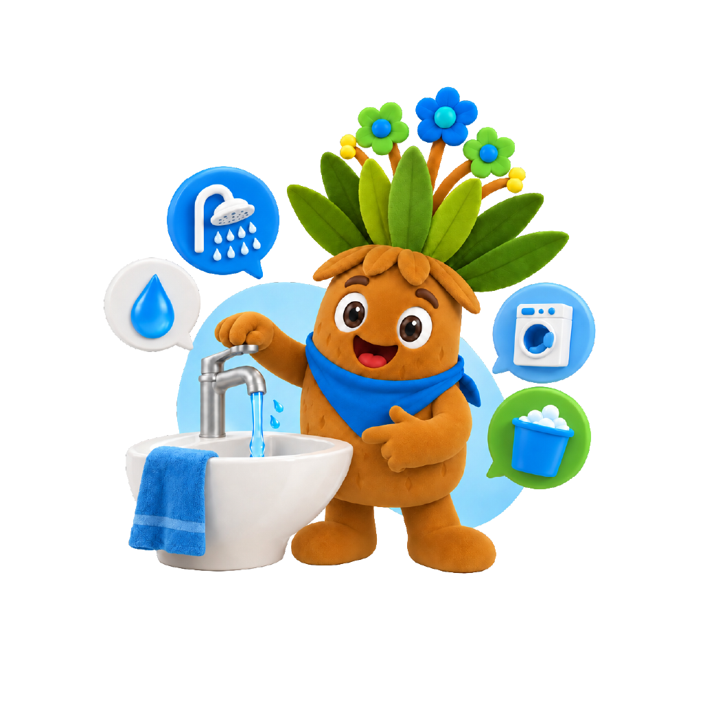 Frailejón con iconos de ahorro de agua